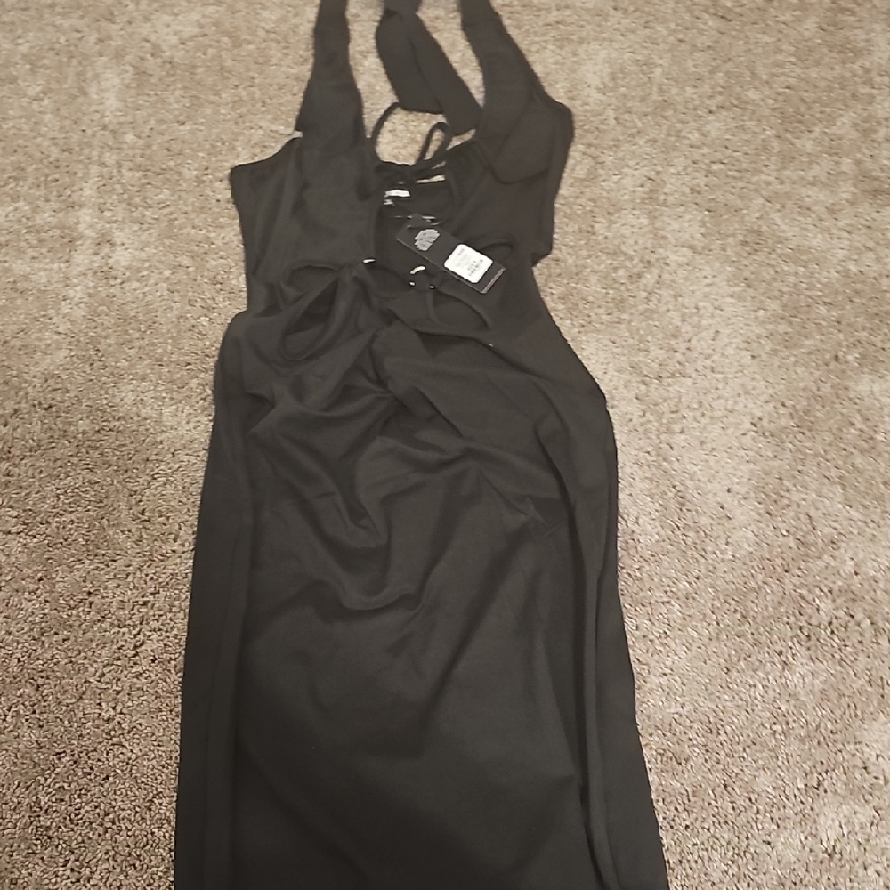 Fashion Nova Black Halter Bodycon Dress